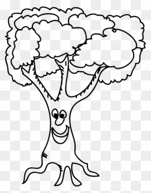 Medium Image - Cartoon Drawing Happy Of A Tree - Free Transparent PNG  Clipart Images Download