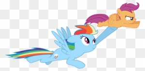 Masterrottweiler C'mon Squirt By Masterrottweiler - Mlp Rainbow Dash And Scootaloo Flying
