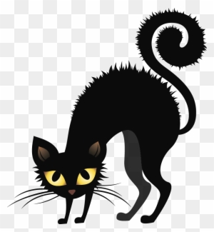 Bristling Black Cats - Black Cat Halloween Clipart