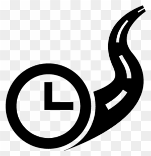 Clock On Road, Travel Time Symbol Vector - Travel Time Symbol