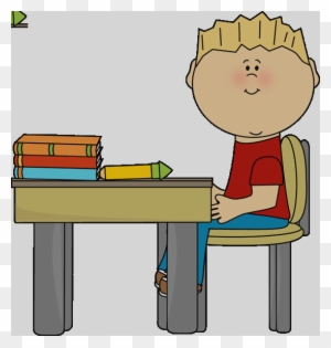 Little Boy At School Desk Clip Art Boy At Desk Clipart - Sitting In Chair Clipart