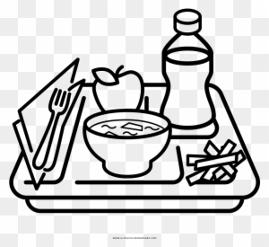 Coloring Pages Of Food - Clipart Lunch Tray Black And White