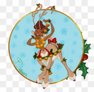 • Christmas Reindeer Santa Festive Vintage Holidays - Reindeer Pin Up