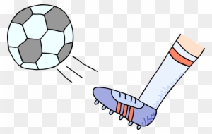 Vector Illustration Of Foot Kicks Football Soccer Ball - Foot Kicking Soccer Ball