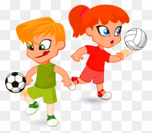 Child Cartoon Illustration - Children Playing Football Cartoon