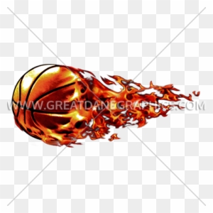 Flying Flaming Basketball - Flying Basketball Design Png