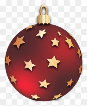 Transparent Red Christmas Ball With Stars Ornament - Red Christmas Ornaments Clipart
