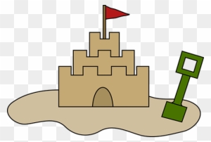 Castle Flag Sand Shovel Tower Castle Castl - Sand Castle Clipart Png