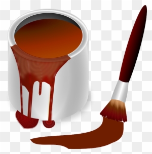Pot, Color, Bucket, Painting, Paint Brush - Brown Paint With Brush