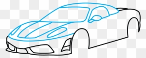 Drawn Ferarri Pro Car - Sport Car Drawing Step By Step