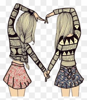 Kisspng Best Friends Forever - Drawings Of Two Girls With Braids