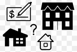 Icons Of A Check Being Written, A Multifamily House, - Build A House Icon