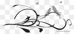 Love Birds Animal Free Black White Clipart Images Clipartblack - Birds In Tree Drawing