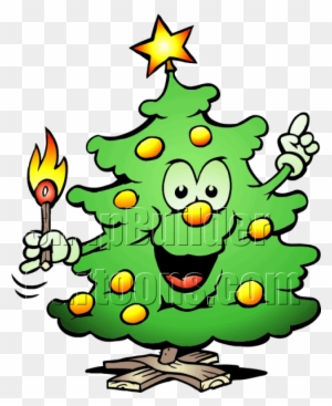 Christmas Tree Lights Matches Mascot Logo - Christmas Tree Lights Cartoon Clipart