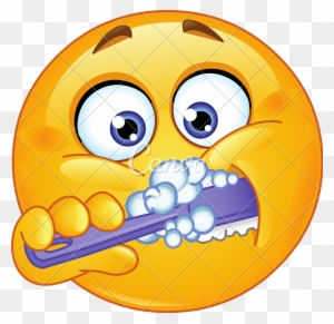 Emoticon Brushing Teeth - Brush Your Teeth Emoji