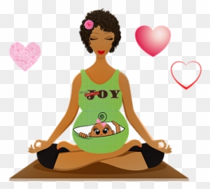 Pregnant Woman Yoga, Afro American - African American Woman Eating Illustrations