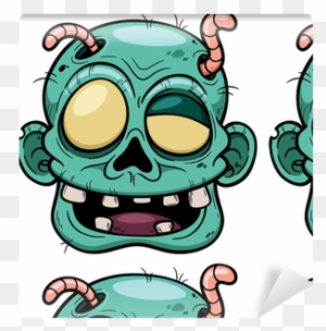 Vector Illustration Of Cartoon Zombie Face Wallpaper - Zombie And Plants Face Cartoon