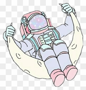 Astronaut Galaxy Space Alien Pastel Rose Sky Night - Pastel Astronaut