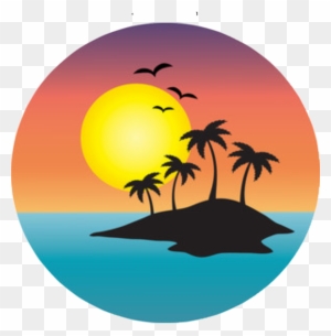 #sticker #island #sunset #sunrise #ocean #freetoedit - Palm Tree Island Clip Art