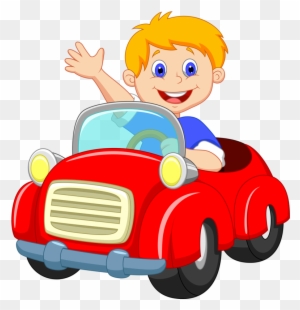 Boy Driving Red Car Clip Art - Boy In Car Cartoon