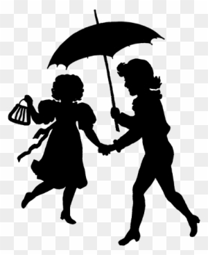 About My Design - Two Girls Under A Umbrella Silhouette