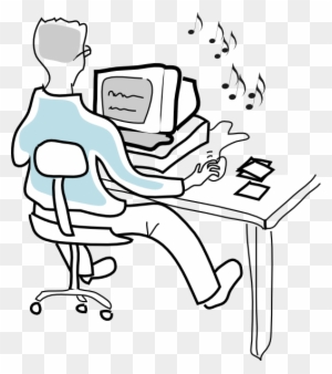 Computer User Burning Music Cds Clip Art - Listen Music On The Computer