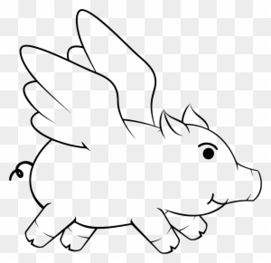 Big Image - Flying Pig Clipart Black And White