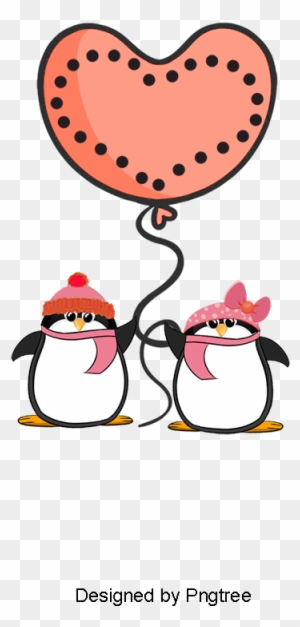 Penguin, Red, Valentine's Day Png And Psd - Valentines Day Cartoon Penguins