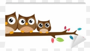 Owls Family Sat On A Tree Branch Wall Mural • Pixers® - Owl On A Branch Clipart