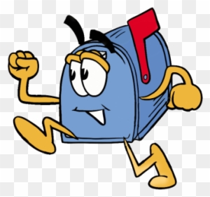 Clipart Picture Of A Blue Postal Mailbox Cartoon Character - Mail Running