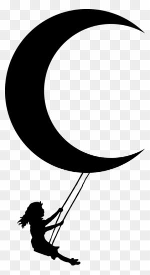 Crescent Female Girl Human Lunar Moon People - Girl On Swing Png Silhouette