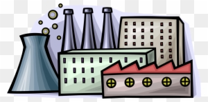 Vector Illustration Of Nuclear Power Plant Provides - Industrial Site Clip Art