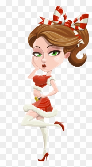 Pretty Christmas Girl Cartoon Vector Character Aka - Flirty Female Cartoon Characters
