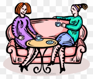 Two Women Having A Coffee Royalty Free Vector Clip - Two Women Having Tea Cartoon