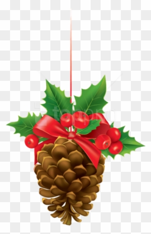 Free Png Christmas Pinecone With Mistletoe Png - Pine Cone Christmas Decorations Clipart
