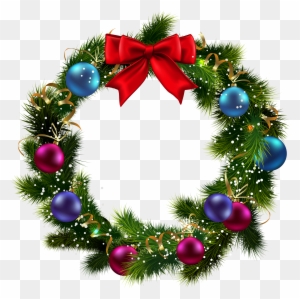 Transparent Christmas Decorated Clipart - Christmas Wreath Clip Art Transparent Background