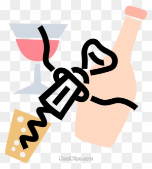 Corkscrew With Wine And Wine Glasses Royalty Free Vector - Food