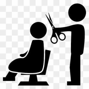 Hairdresser With Scissors Cutting The Hair To A Client - Salon Icons Png