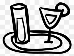 Bar Tray With Hand Drawn Drinks Glasses Vector - Hand Drawn Food And Drink