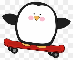 Penguin On A Skateboard Clip Art - Riding A Skateboard Clipart