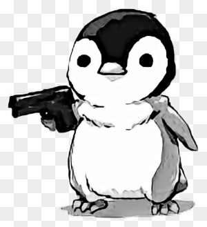 Penguin Gun Cute Pinguin Fofo Sticker Blackandwhite - Funny Pics For Profile