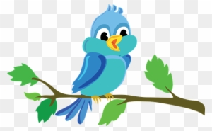 Bird Branch Cute Vector Blue Bird Bird Bir - Bird In A Tree Cartoon