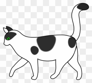 White Cat Walking - Cat Clip Art Black