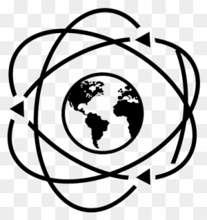 Earth In Atom Symbol Vector - Earth Globe Globe Black And White Clipart
