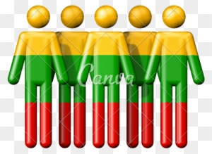 Flag Of Lithuania On Stick Figure - China Flag People Icon