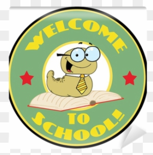 Green Worm On A Green Welcome To School Circle Wall - Welcome Back To School Circle