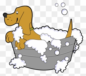 Big Image - Dog Taking A Bath Clipart