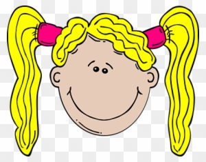 Girl, Blonde, Happy, Smile, Pigtails - Girl Boy Cartoon Face