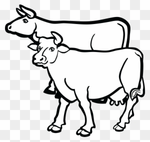 Free Clipart Of A Pair Of Cows - Clip Art Black And White Pair Animals