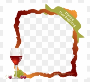 Happy Thanksgiving Photo Frame - Wine Glass Vector